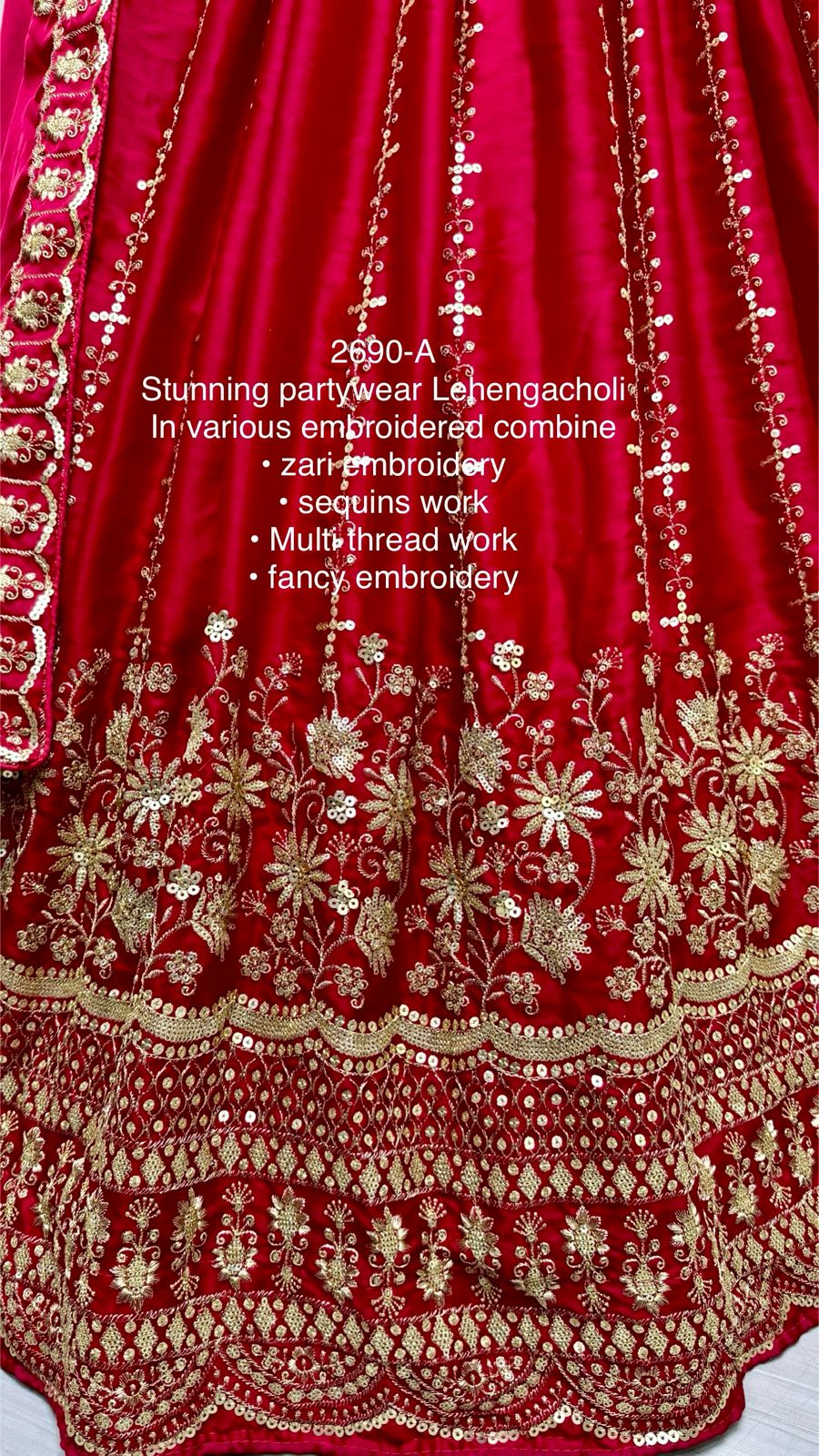 Beautiful Designer Bridal Satin Chiffon With Sequence Lehenga Choli
