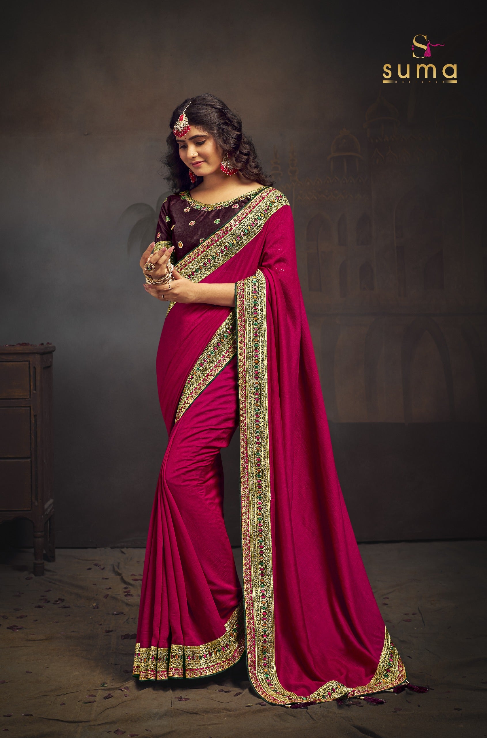 Beautiful Designer Suma Miransh Vichitra Silk Saree