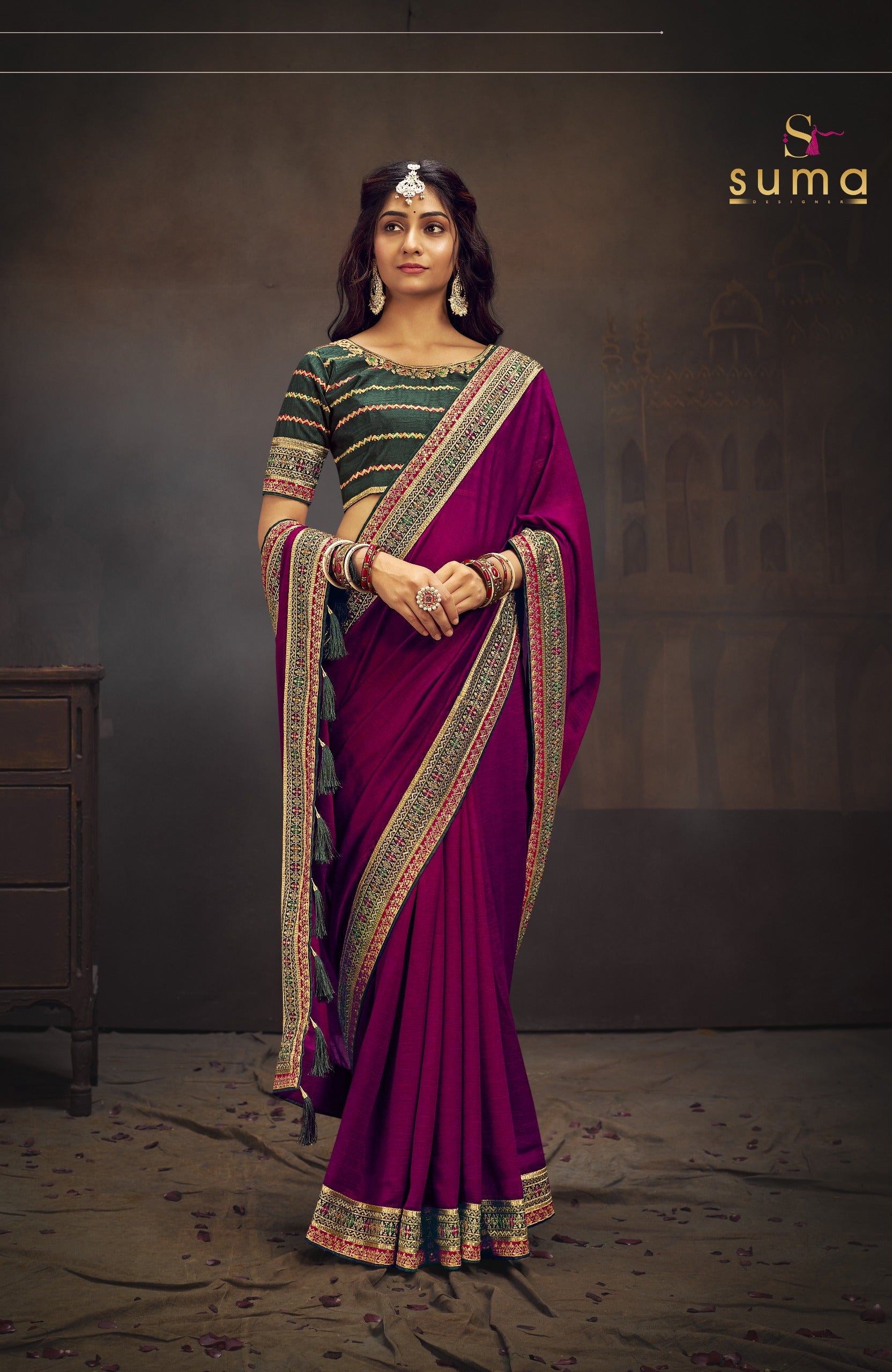 Beautiful Designer Suma Miransh Vichitra Silk Saree
