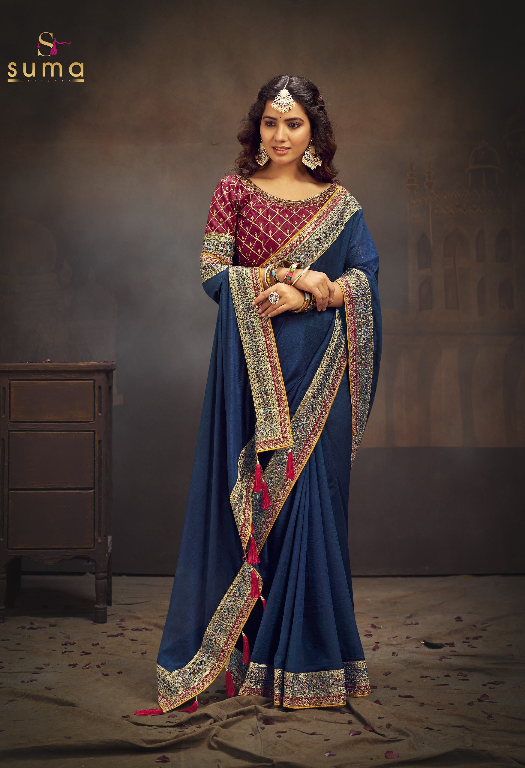Beautiful Designer Suma Miransh Vichitra Silk Saree