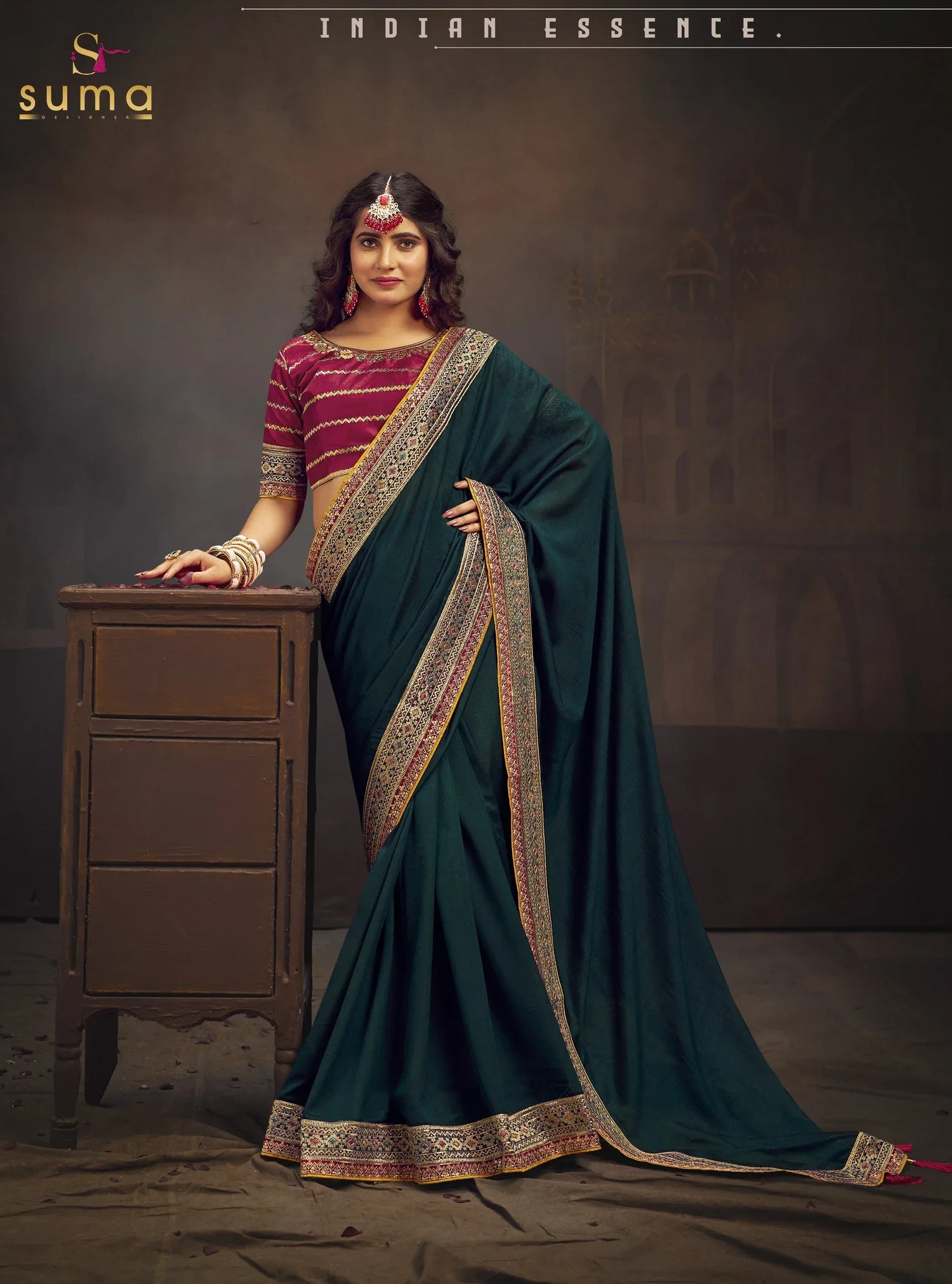 Beautiful Designer Suma Miransh Vichitra Silk Saree