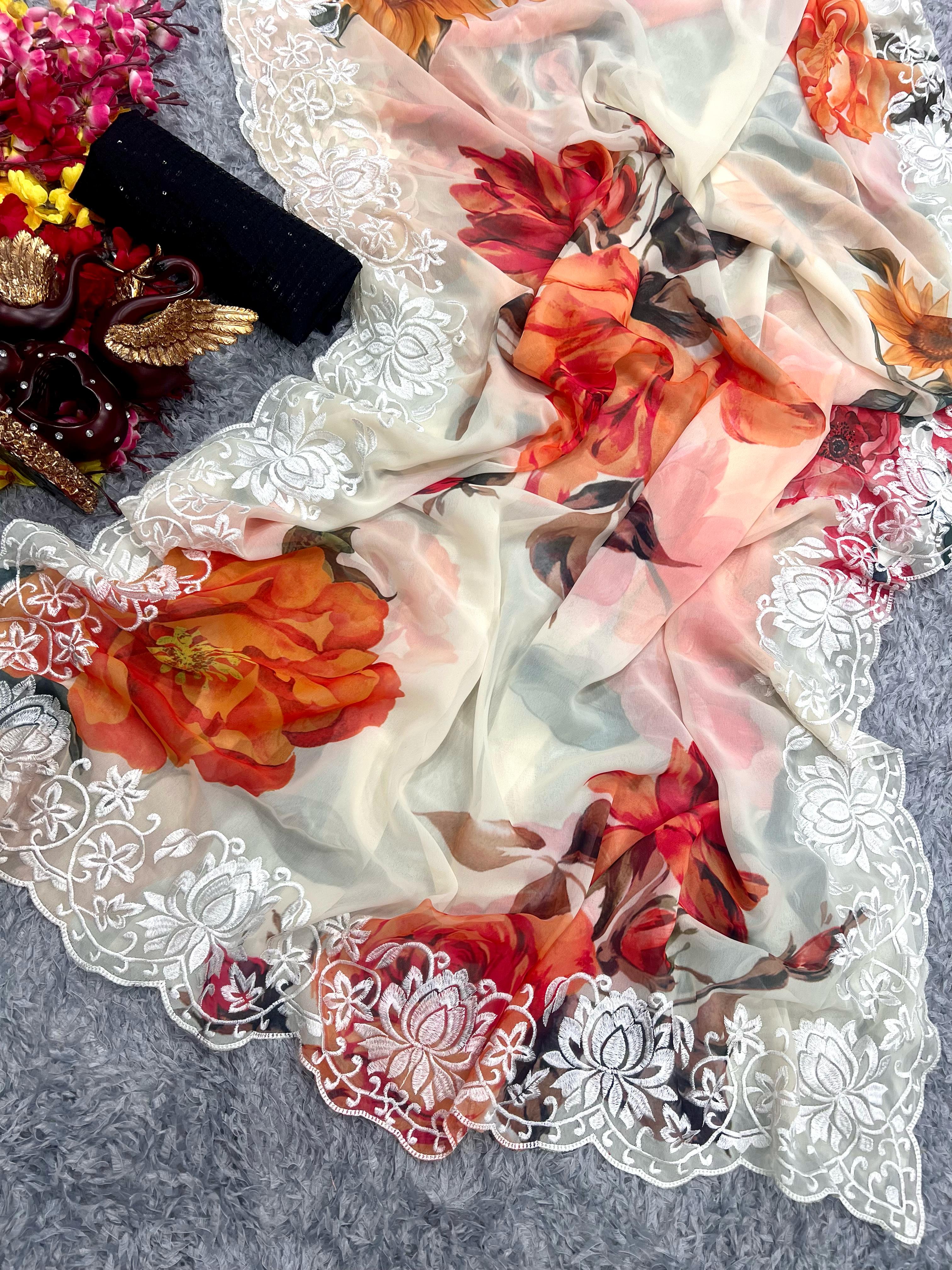 Beautiful Designer Heavy Georgette Exclusive Sequanc Saree