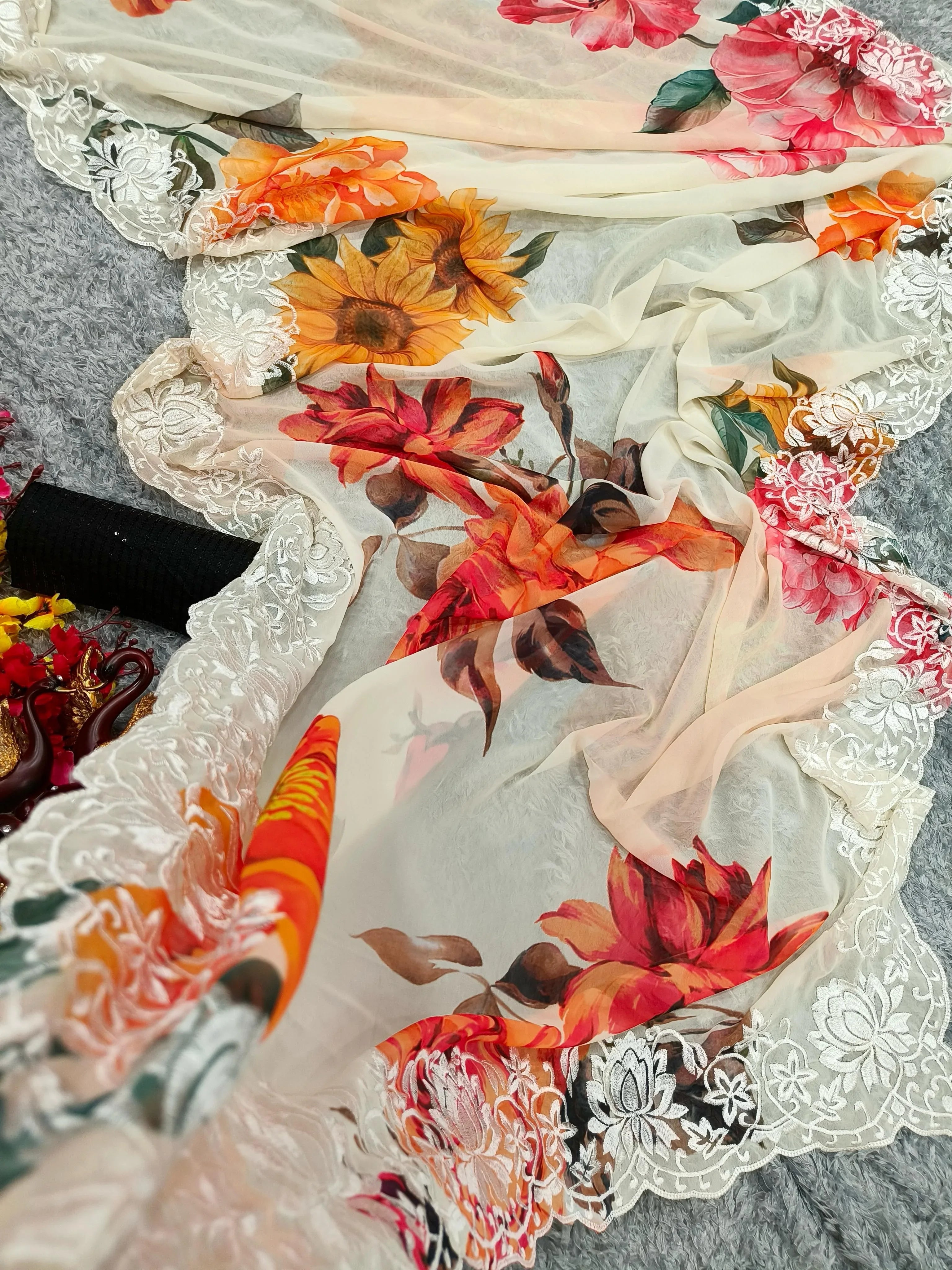 Beautiful Designer Heavy Georgette Exclusive Sequanc Saree