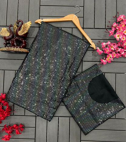 Beautiful Designer Heavy Georgette Exclusive Sequanc Saree