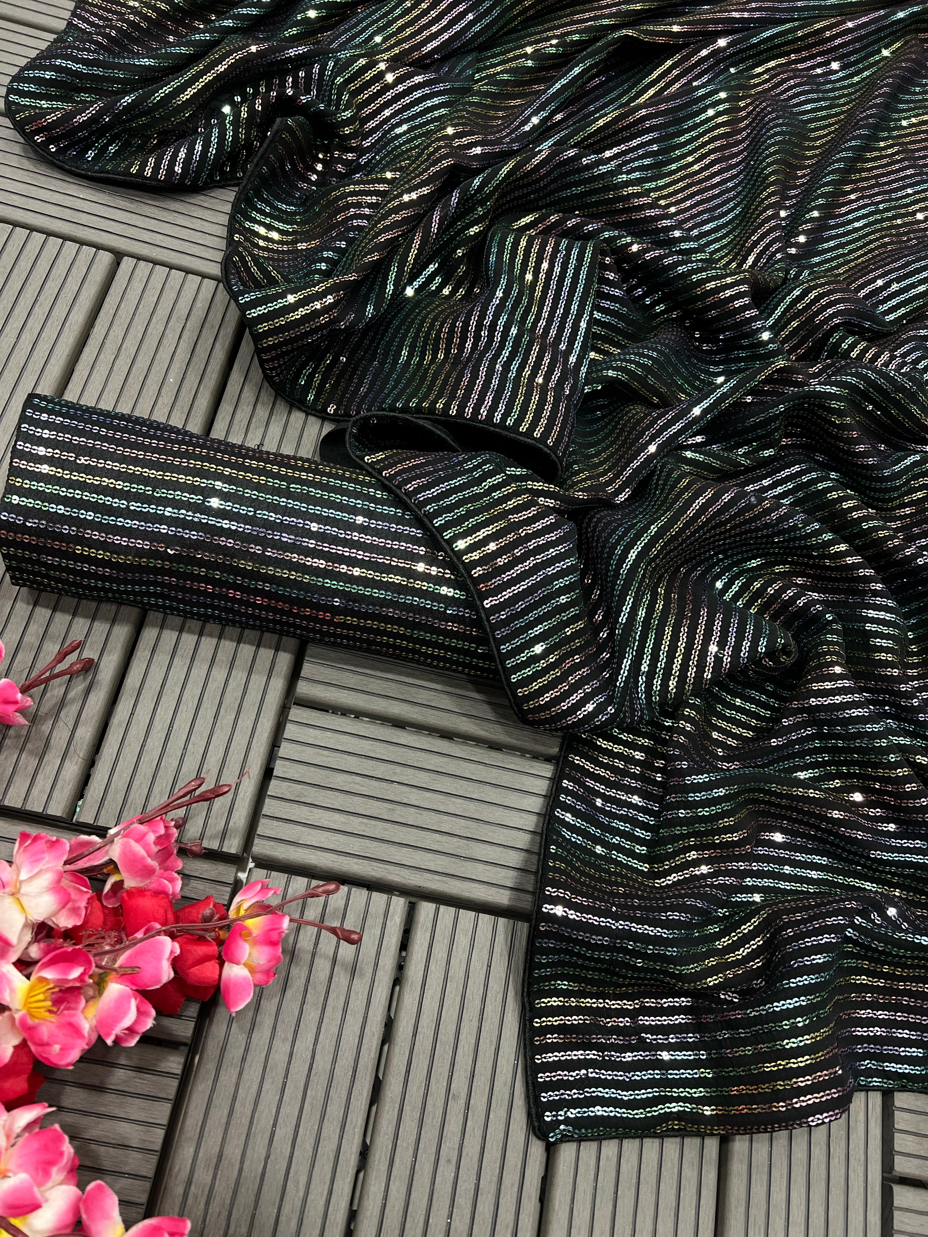 Beautiful Designer Heavy Georgette Exclusive Sequanc Saree