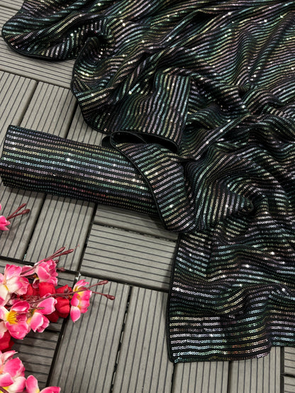 Beautiful Designer Heavy Georgette Exclusive Sequanc Saree