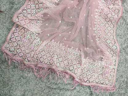 Beautiful Designer Heavy Georgette Soft Net Exclusive Sequanc Saree