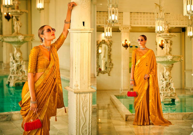 Beautiful Designer Wedding Wear Pure Satin Saree