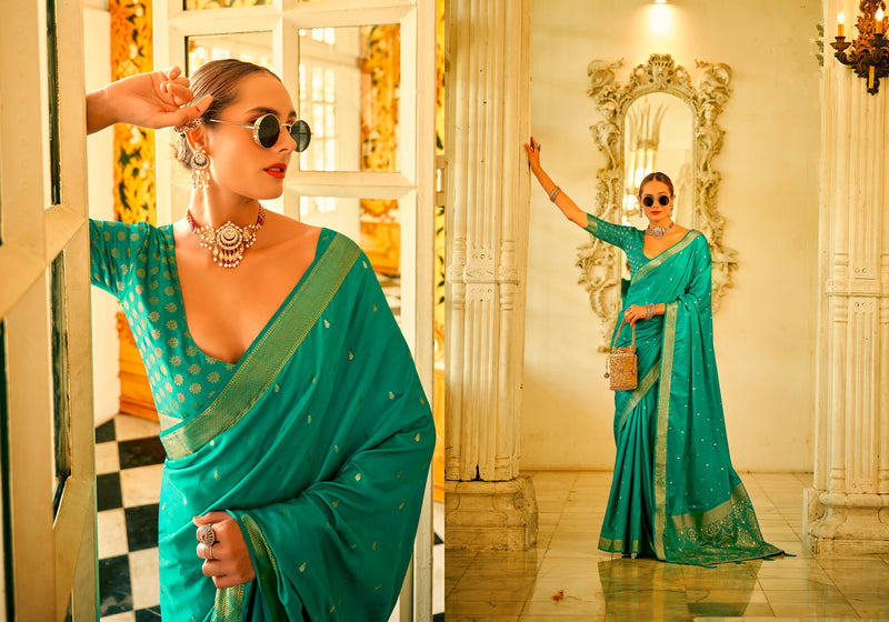 Beautiful Designer Wedding Wear Pure Satin Saree