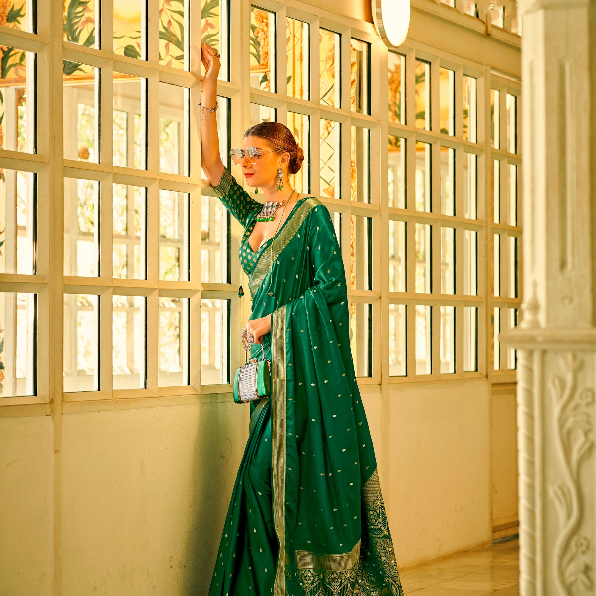 Beautiful Designer Wedding Wear Pure Satin Saree