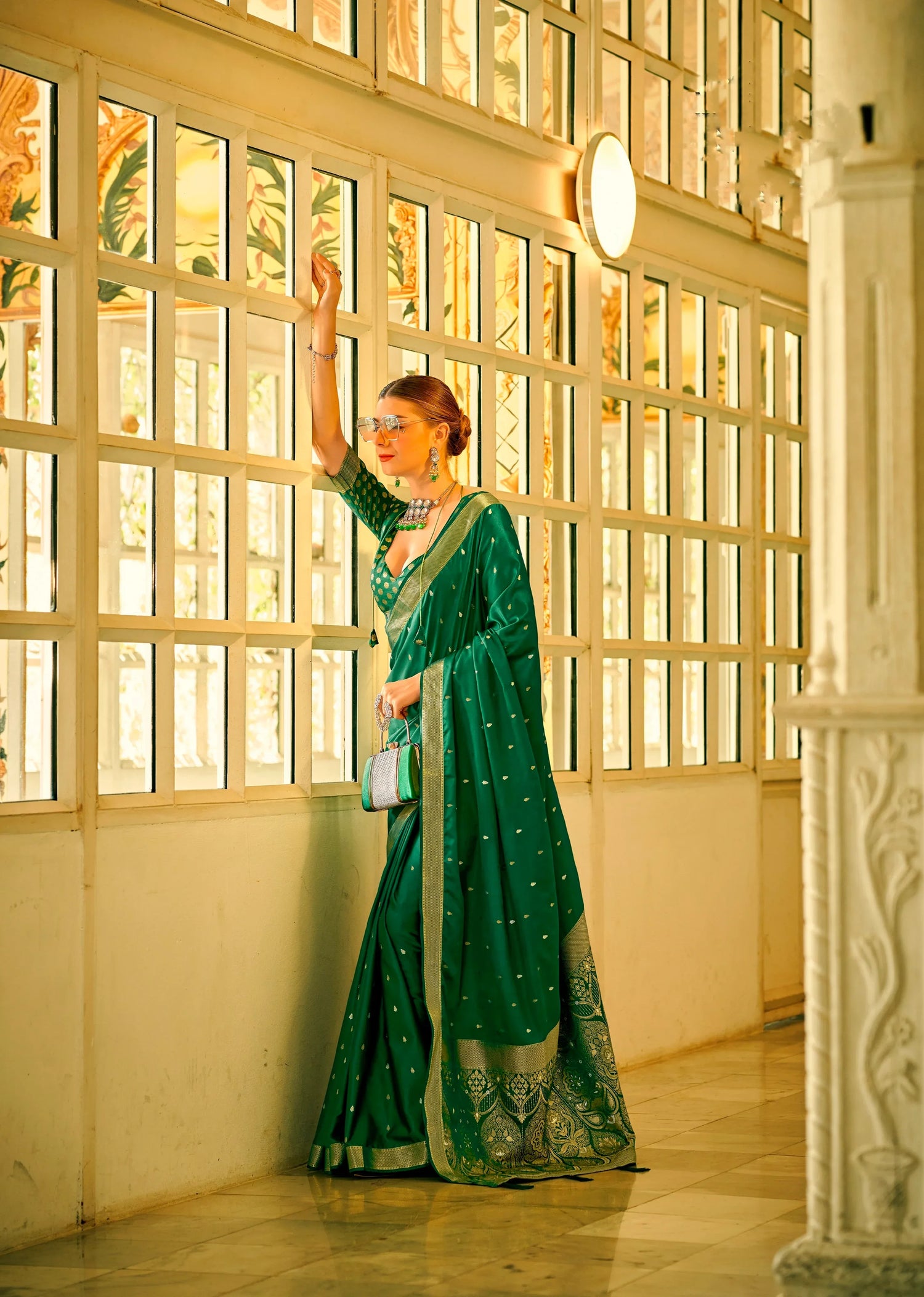 Beautiful Designer Wedding Wear Pure Satin Saree