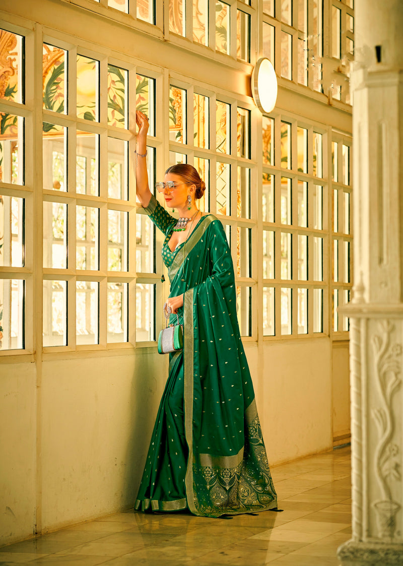 Beautiful Designer Wedding Wear Pure Satin Saree