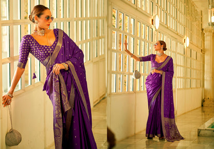 Beautiful Designer Wedding Wear Pure Satin Saree
