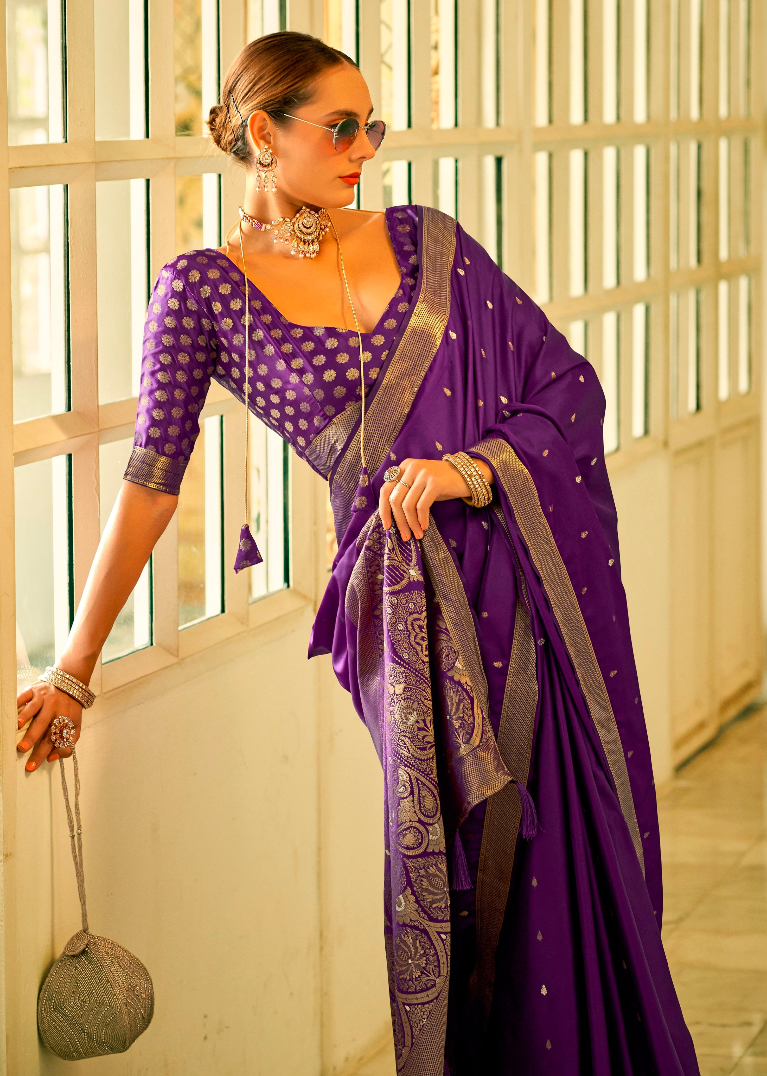 Beautiful Designer Wedding Wear Pure Satin Saree