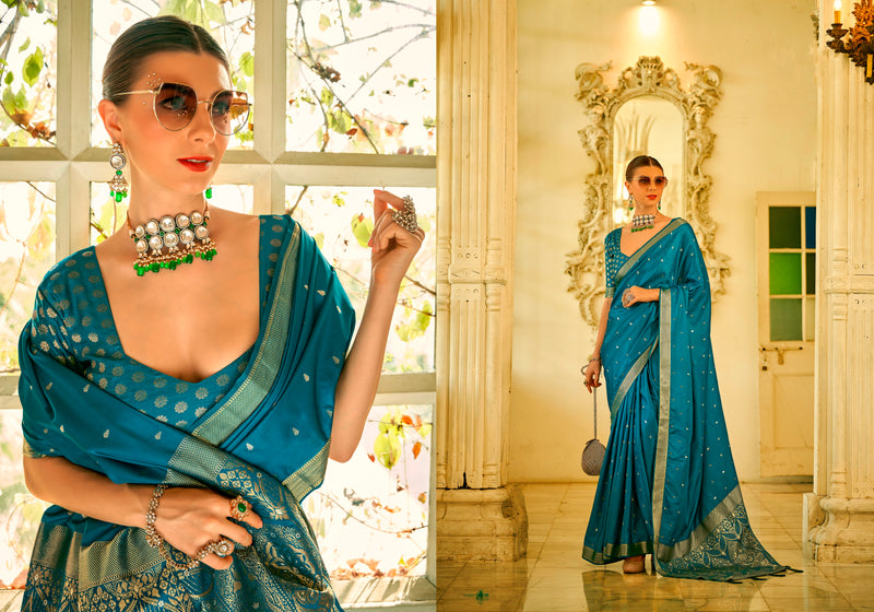 Beautiful Designer Wedding Wear Pure Satin Saree