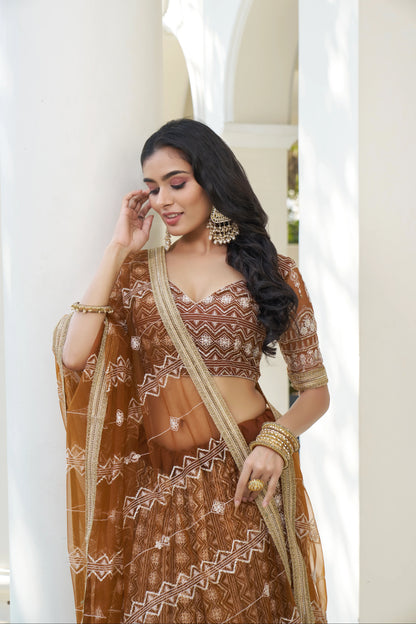 Beautiful Dessigner Occasion Wear Butterfly Net Lehenga Choli