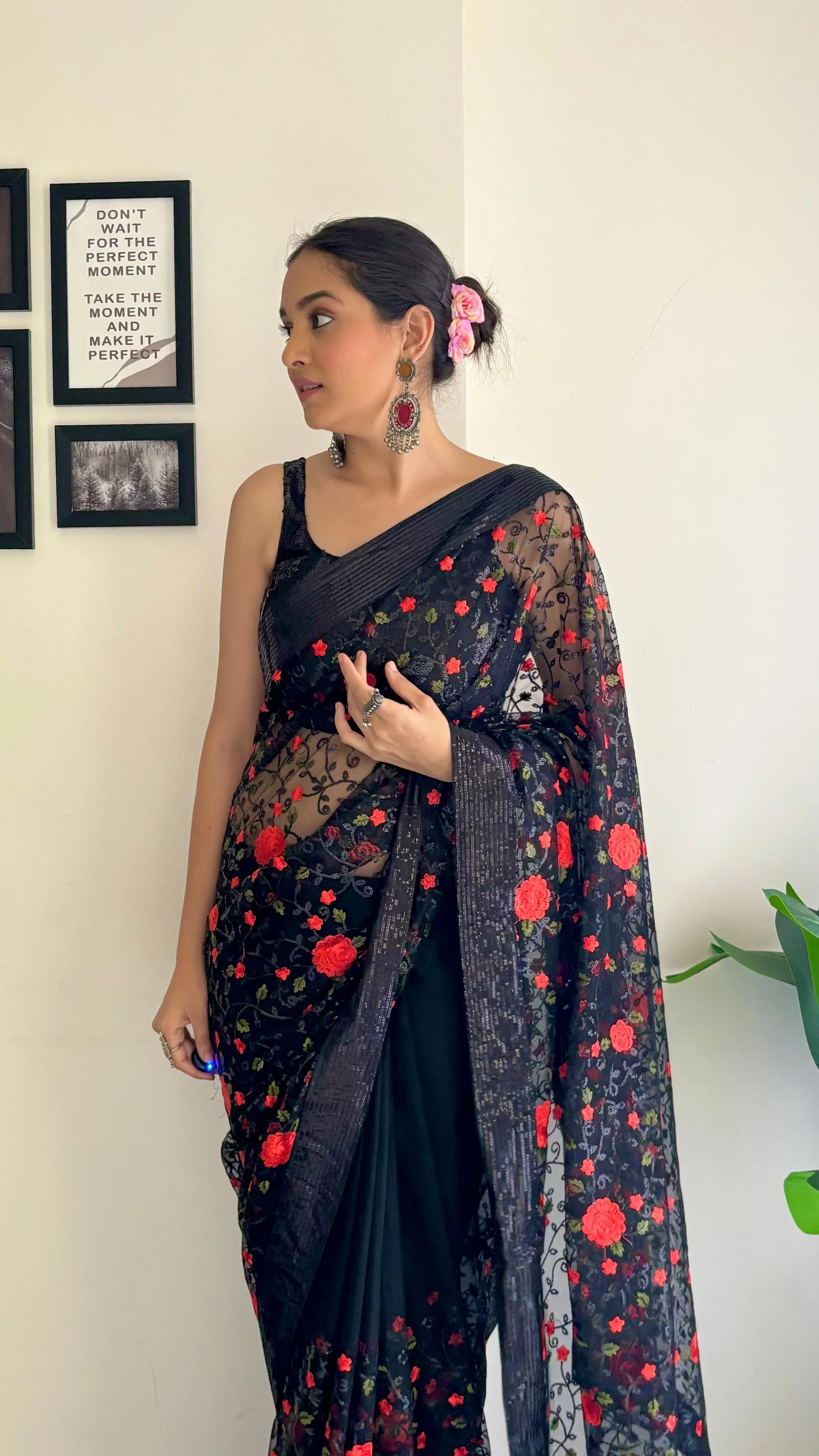 Beautiful Designer Heavy Georgette Soft Net Exclusive Sequanc Saree
