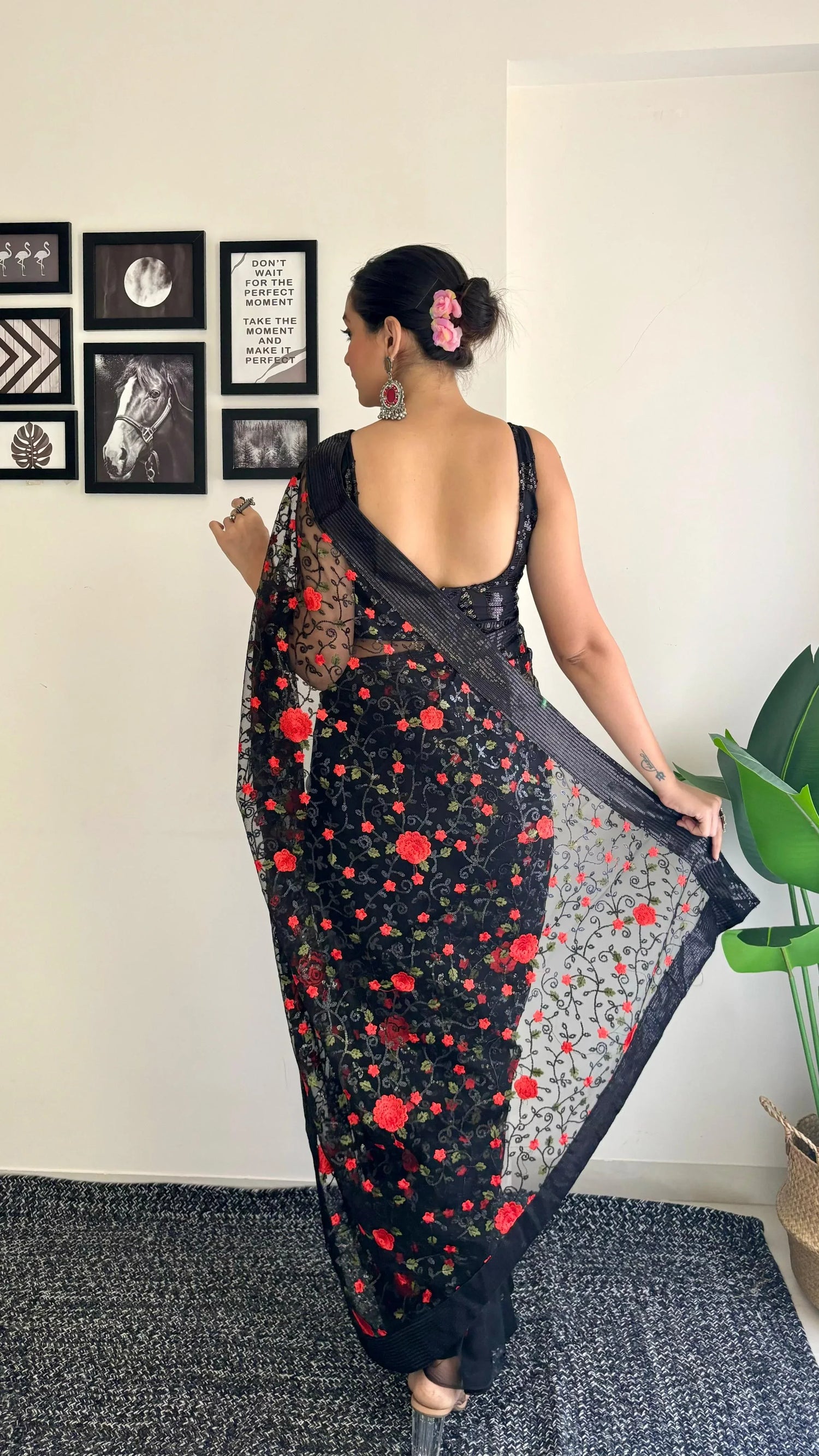 Beautiful Designer Heavy Georgette Soft Net Exclusive Sequanc Saree