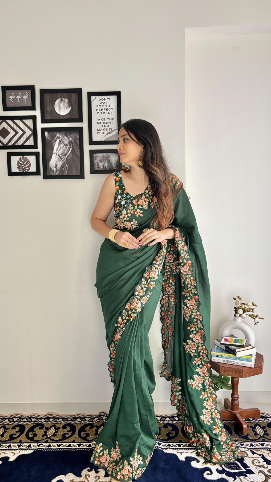 Beautiful Designer Soft Vichitra Silk Exclusive Sequanc Saree