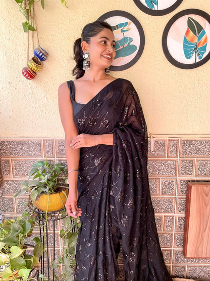 Beautiful Designer Soft Georgette Silk Exclusive Sequanc Saree