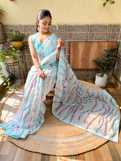 Beautiful Designer Soft Georgette Silk Exclusive Sequanc Saree