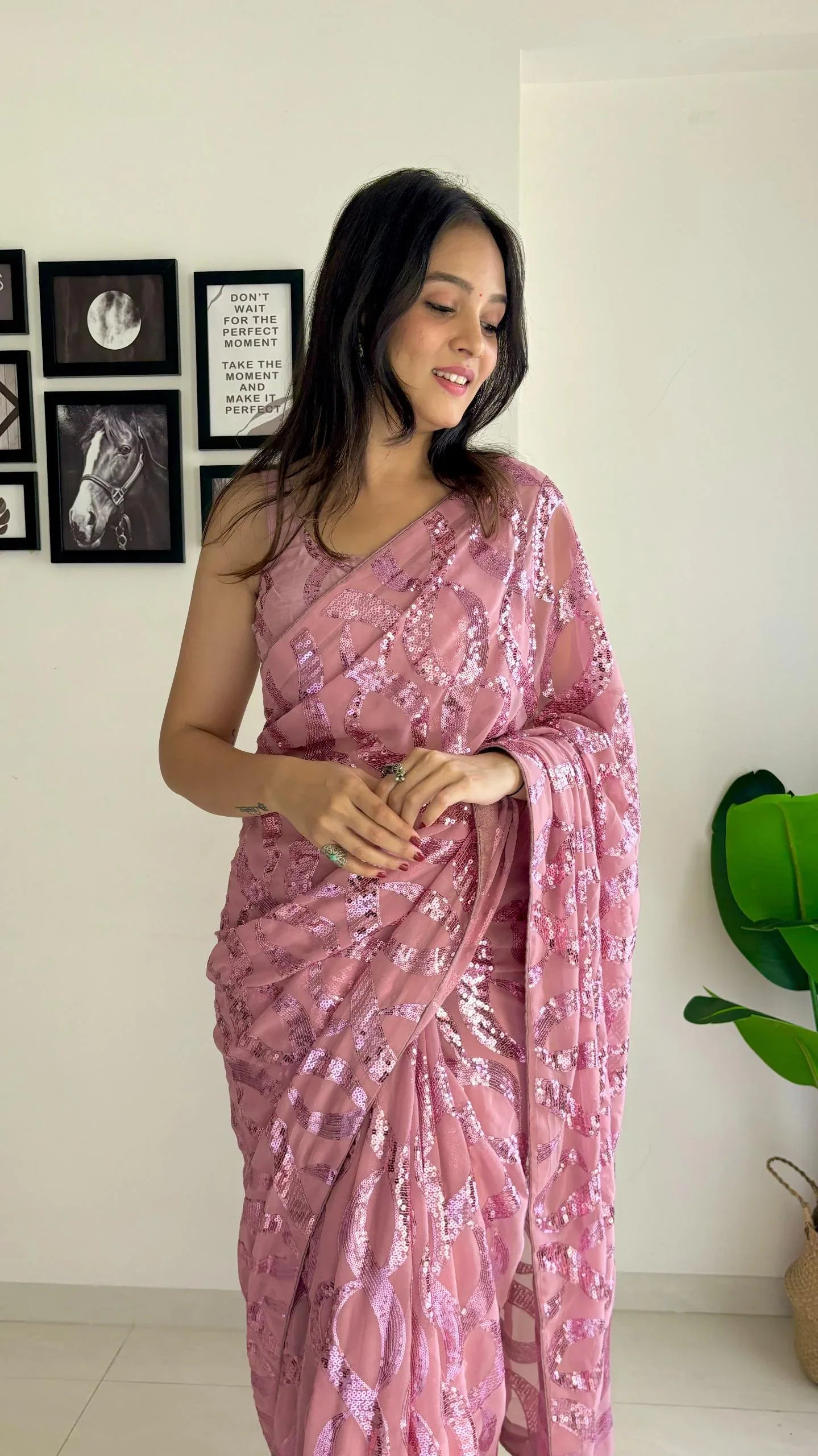 Georgette Sequanc Saree