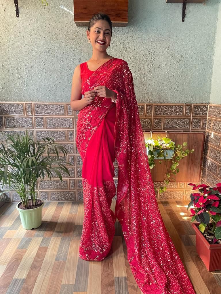 Georgette Sequanc Saree