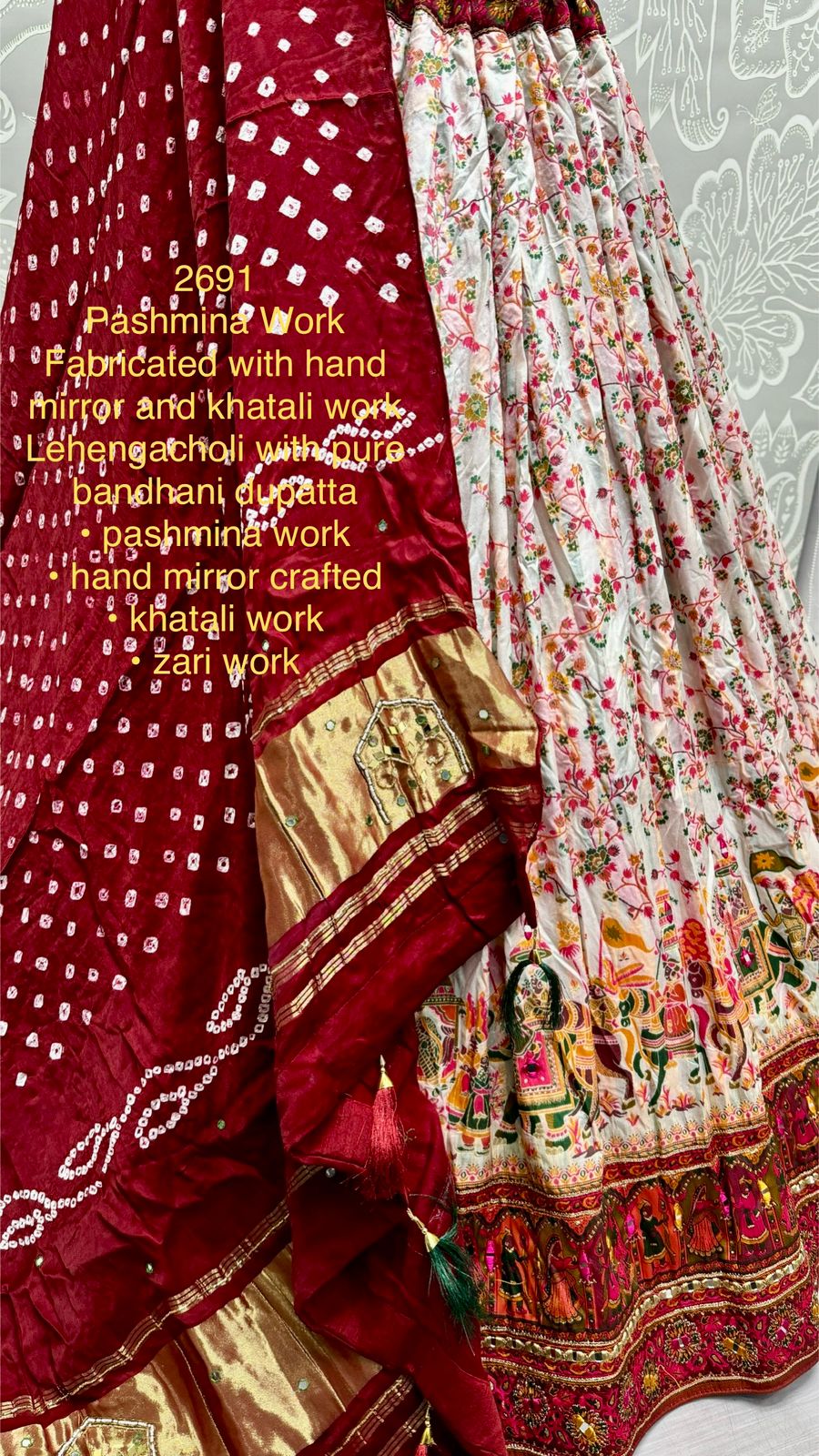 Beautiful Designer Bridal Pure Cotton Khatali Work Lehenga Choli