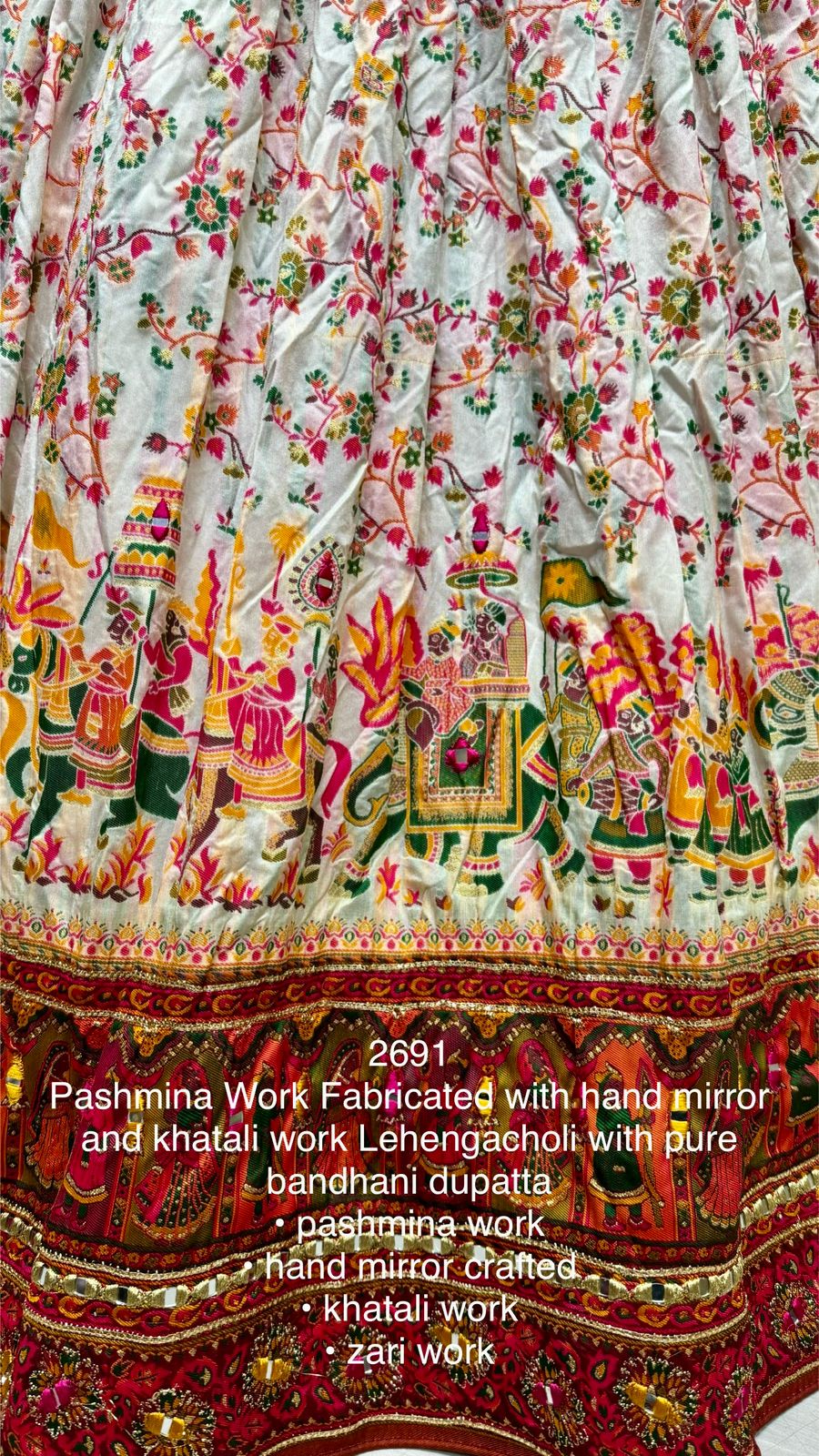 Beautiful Designer Bridal Pure Cotton Khatali Work Lehenga Choli