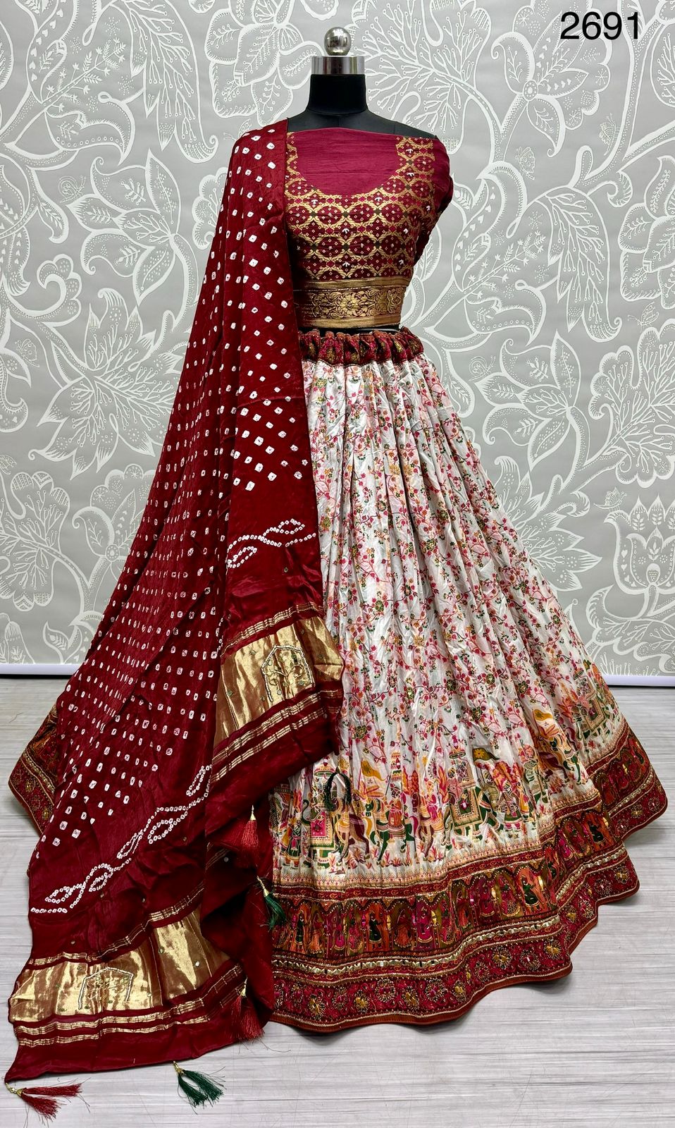 Beautiful Designer Bridal Pure Cotton Khatali Work Lehenga Choli