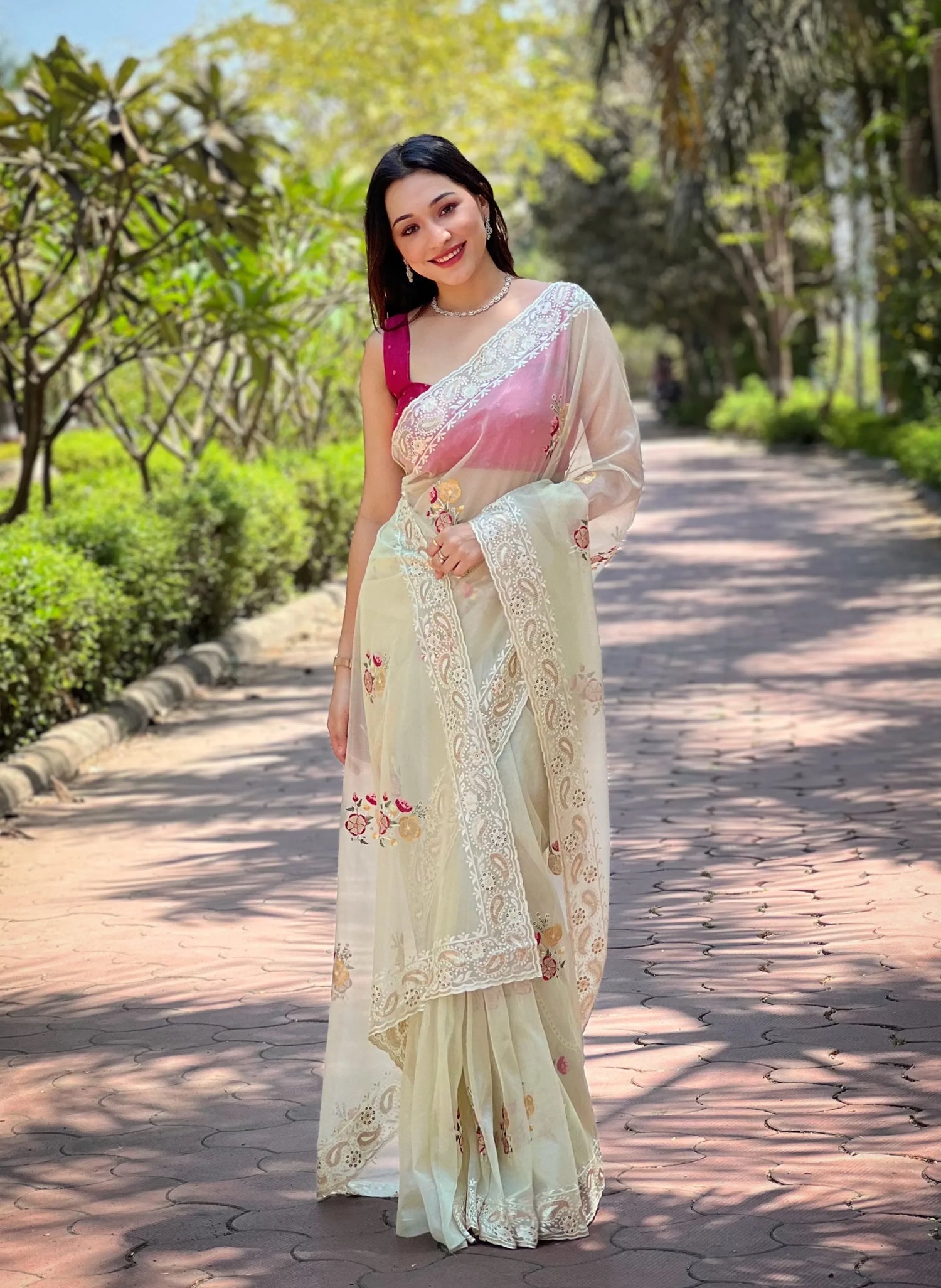 Beautiful Designer Soft Silver Tissue Silk Saree