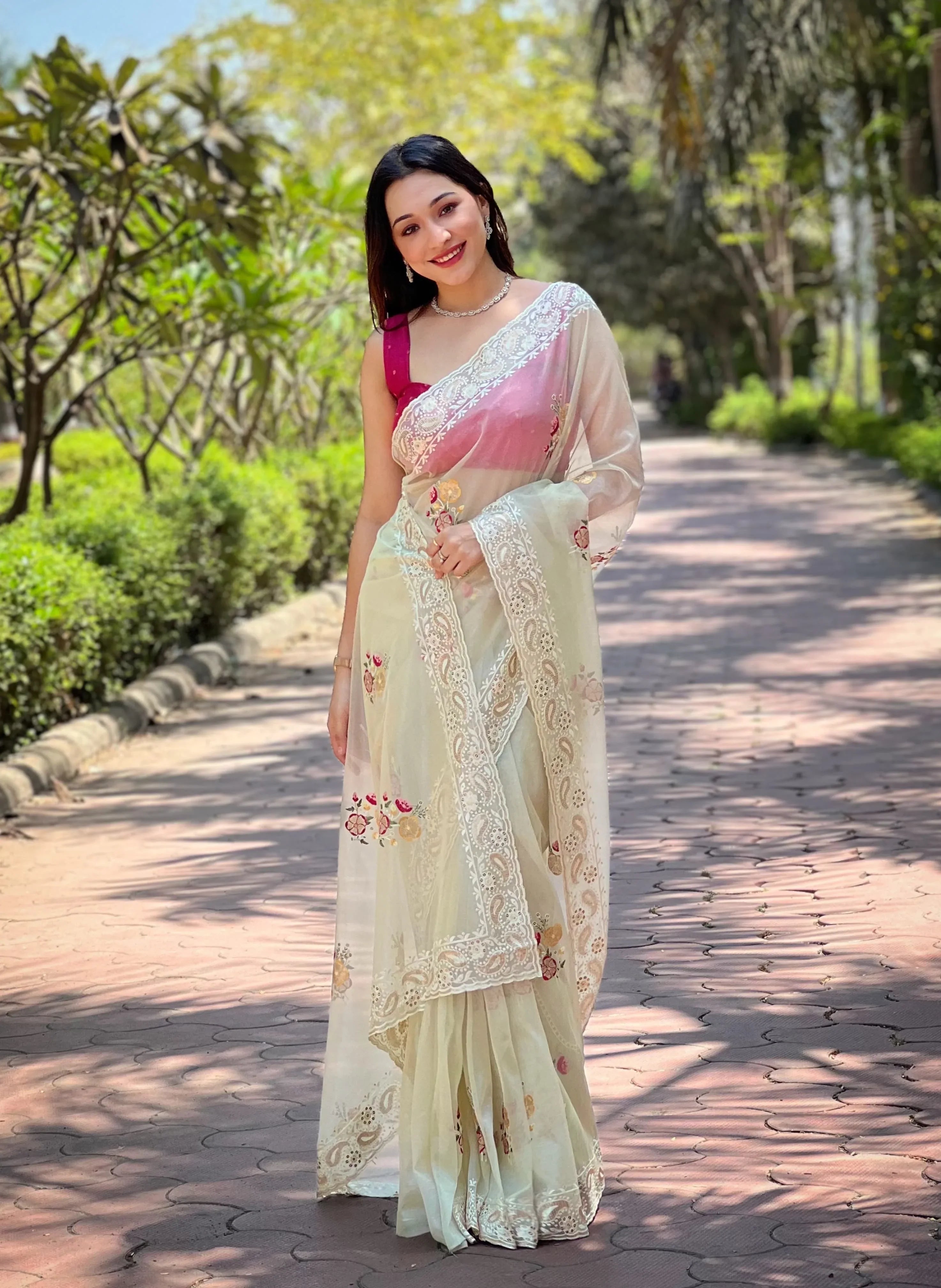 Beautiful Designer Soft Silver Tissue Silk Saree