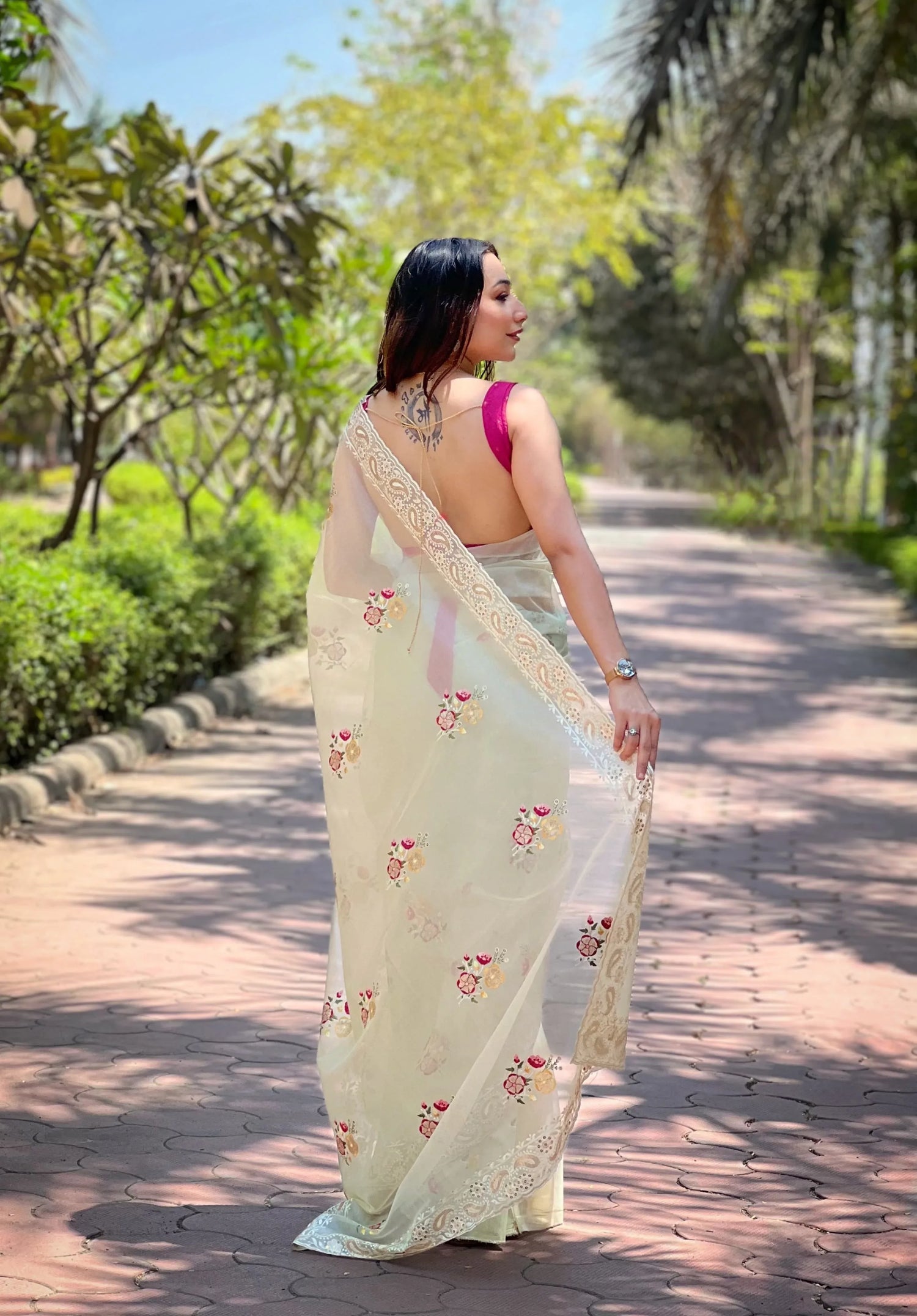 Beautiful Designer Soft Silver Tissue Silk Saree