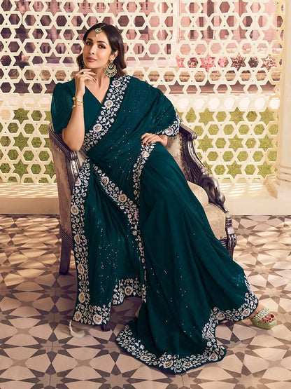 Beautiful Designer Soft Faux Georgette With Sequence Saree