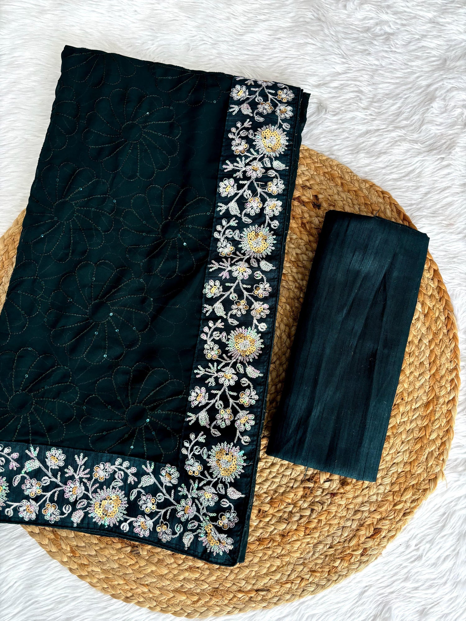 Beautiful Designer Soft Faux Georgette With Sequence Saree