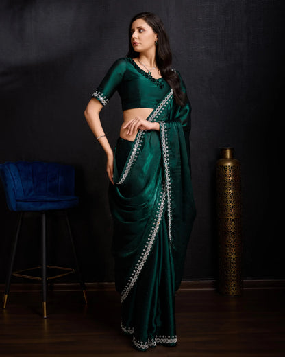 Beautiful Designer Soft Faux Georgette With Sequence Saree