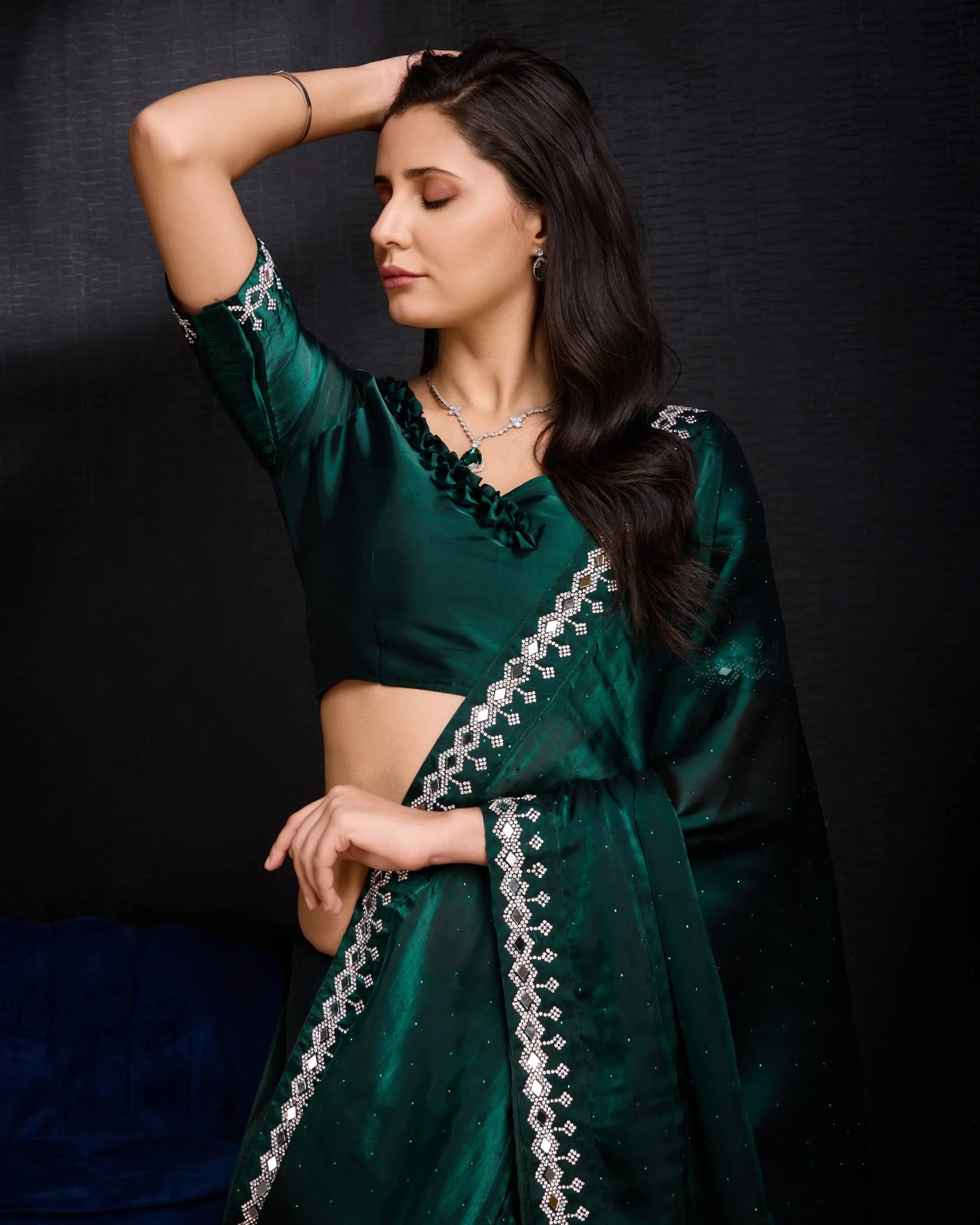 Beautiful Designer Soft Faux Georgette With Sequence Saree