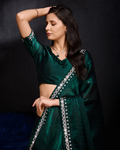 Beautiful Designer Soft Faux Georgette With Sequence Saree
