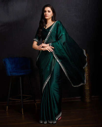 Beautiful Designer Soft Faux Georgette With Sequence Saree
