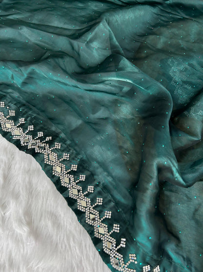 Beautiful Designer Soft Faux Georgette With Sequence Saree