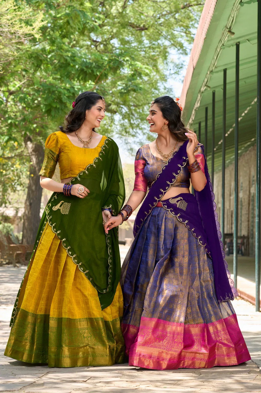 Beautiful Designer Fancy Kanjivaram Half Saree with Lehenga
