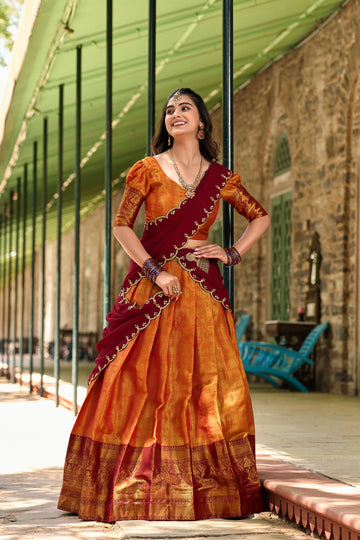 Beautiful Designer Fancy Kanjivaram Half Saree with Lehenga