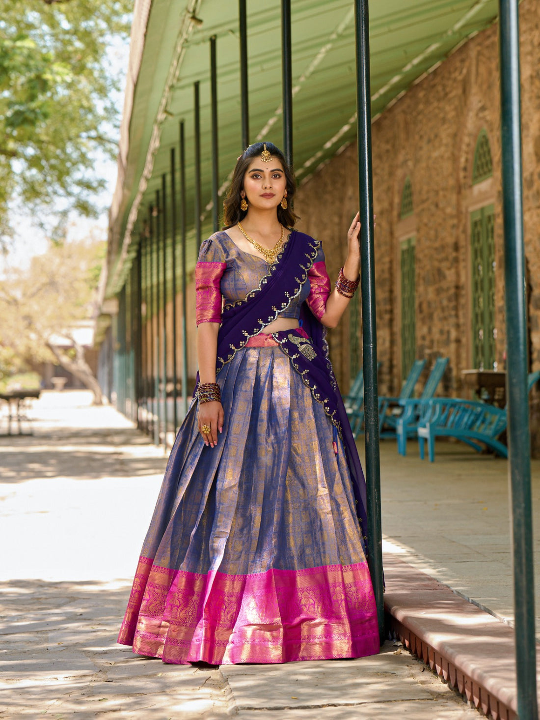 Beautiful Designer Fancy Kanjivaram Half Saree with Lehenga