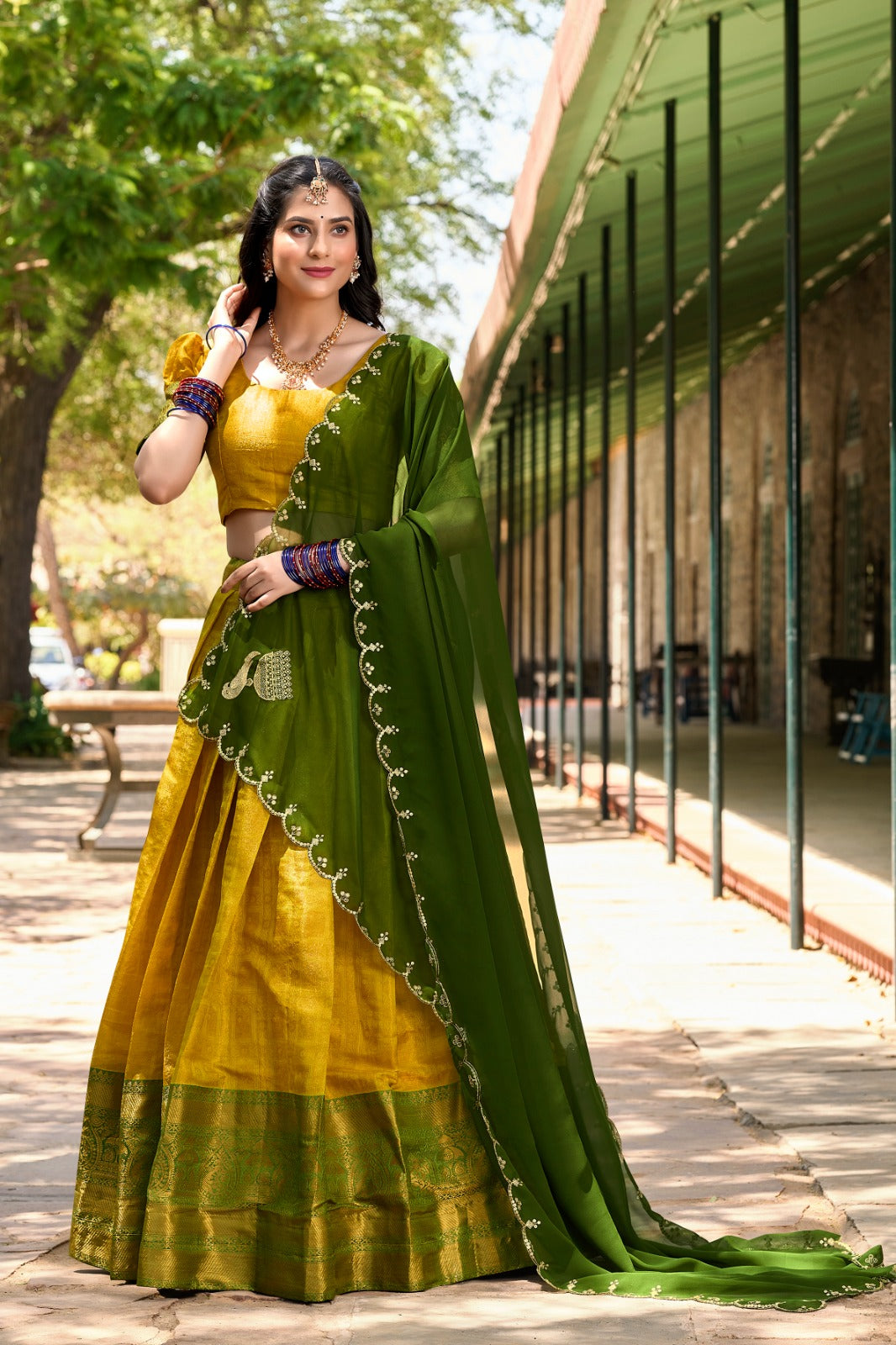 Beautiful Designer Fancy Kanjivaram Half Saree with Lehenga