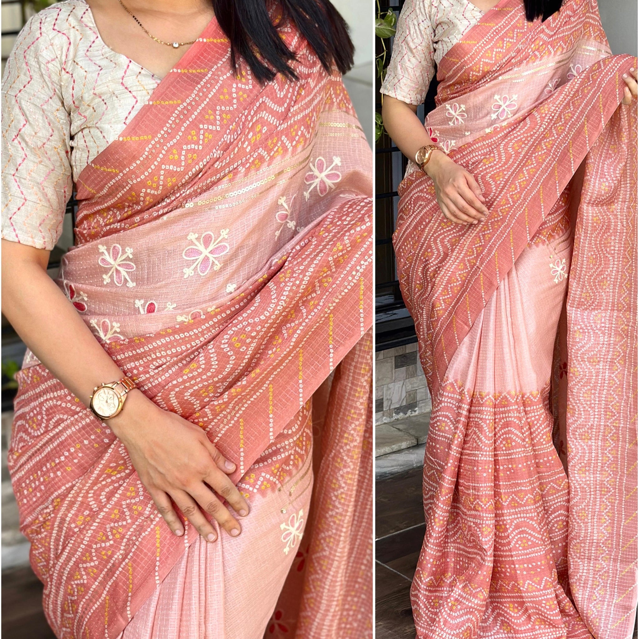 Beautiful Designer Summer Special Kota Linen Self Checks Saree