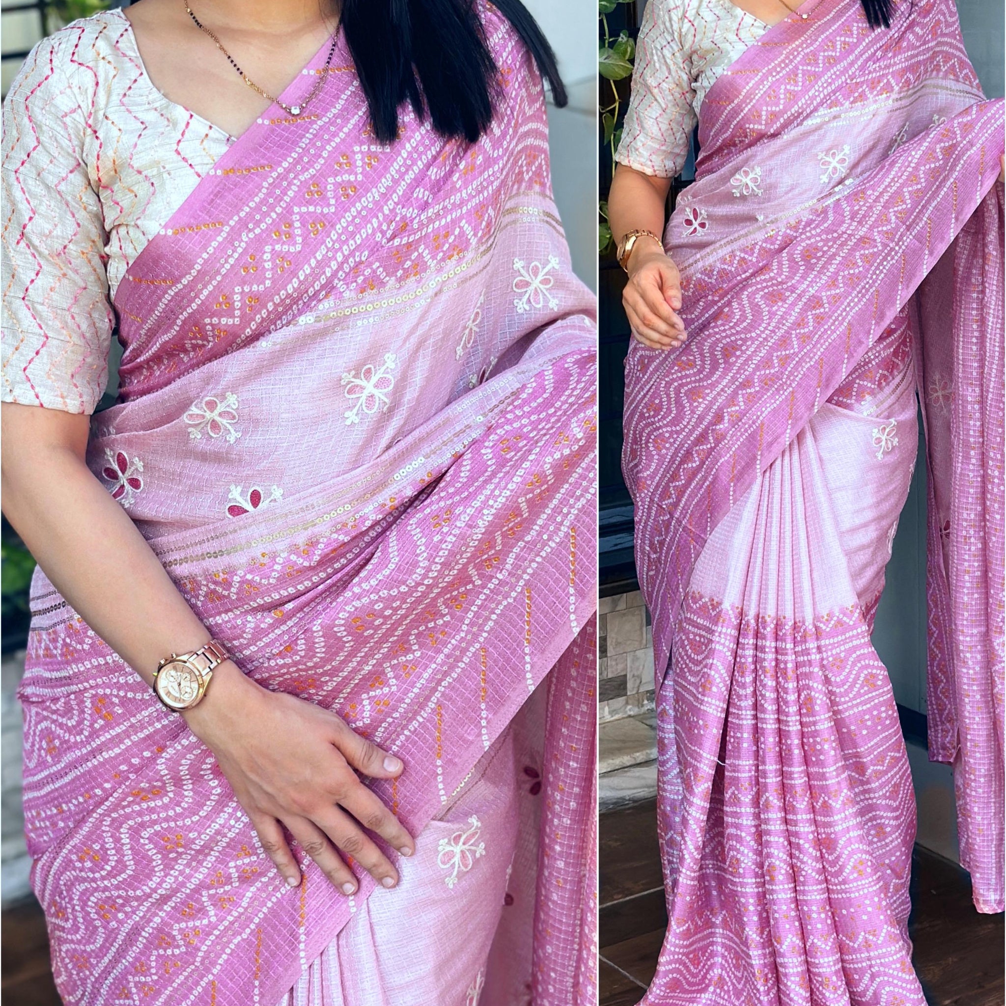 Beautiful Designer Summer Special Kota Linen Self Checks Saree