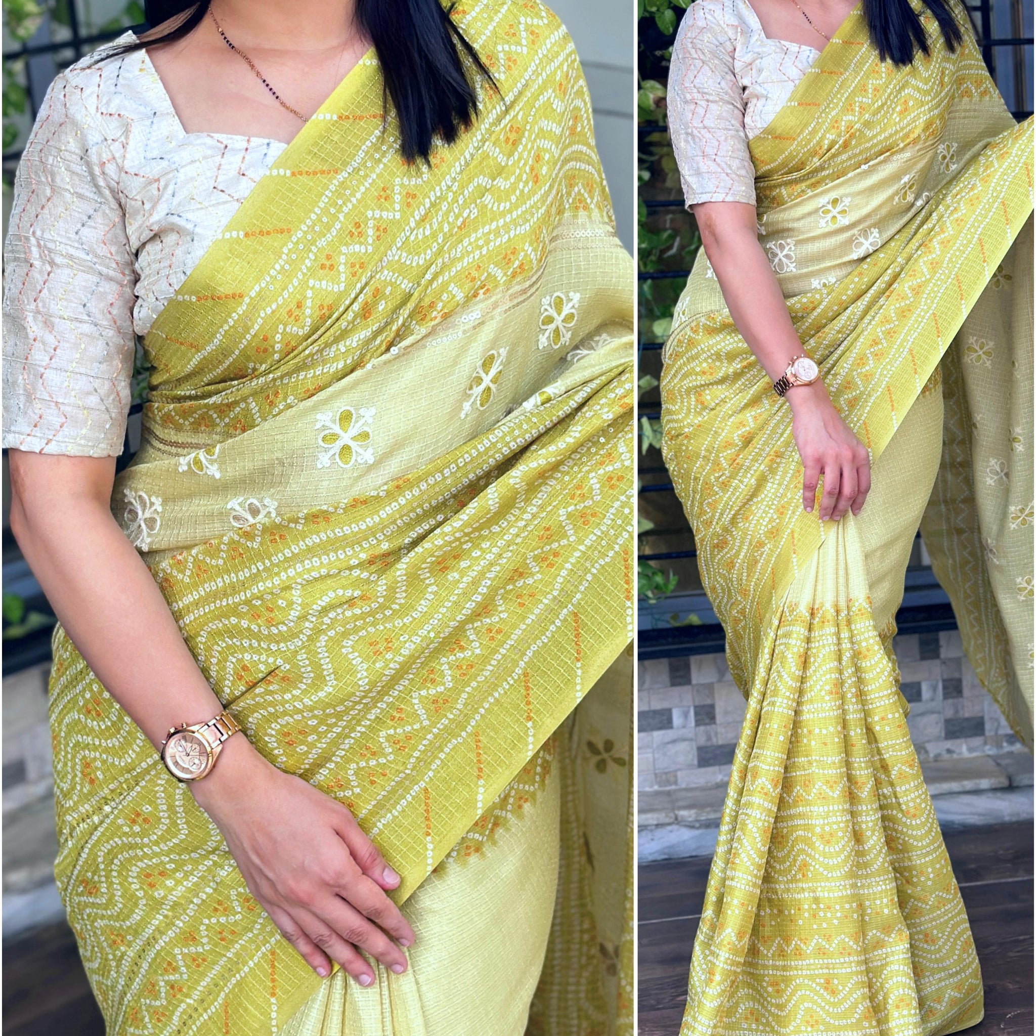 Beautiful Designer Summer Special Kota Linen Self Checks Saree