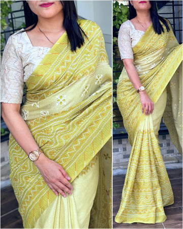 Beautiful Designer Summer Special Kota Linen Self Checks Saree