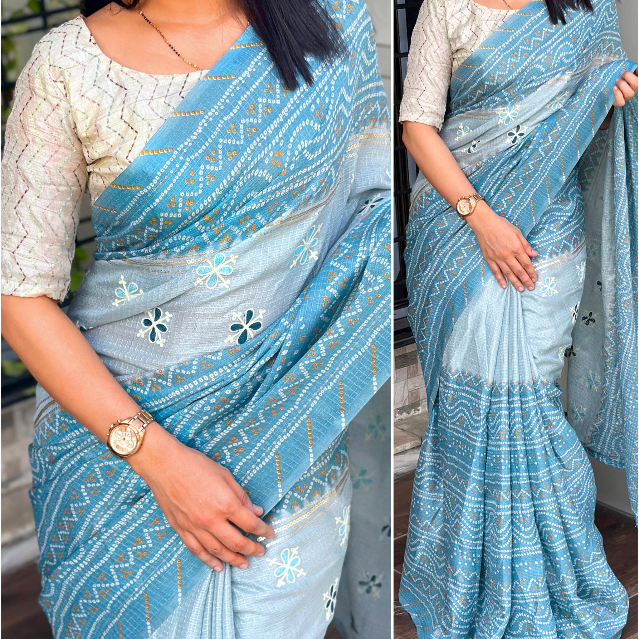 Beautiful Designer Summer Special Kota Linen Self Checks Saree