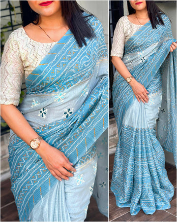 Beautiful Designer Summer Special Kota Linen Self Checks Saree